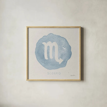 Mystic Zodiac VIII by Farida Zaman. Shown in a natural wood glass frame for a timeless modern aesthetic. Available as an archival giclee rolled canvas, fine art paper, or poster print. SKU 73787a.