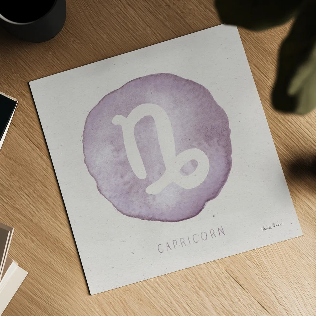 Mystic Zodiac X by Farida Zaman. Shown as a detailed flat fine art print, highlighting archival giclee quality. Available as an archival giclee rolled canvas, fine art paper, or poster print. SKU 73789a.