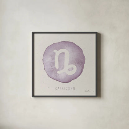 Mystic Zodiac X by Farida Zaman. Shown in a sleek black glass frame for a contemporary gallery look. Available as an archival giclee rolled canvas, fine art paper, or poster print. SKU 73789a.