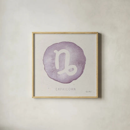 Mystic Zodiac X by Farida Zaman. Shown in a natural wood glass frame for a timeless modern aesthetic. Available as an archival giclee rolled canvas, fine art paper, or poster print. SKU 73789a.