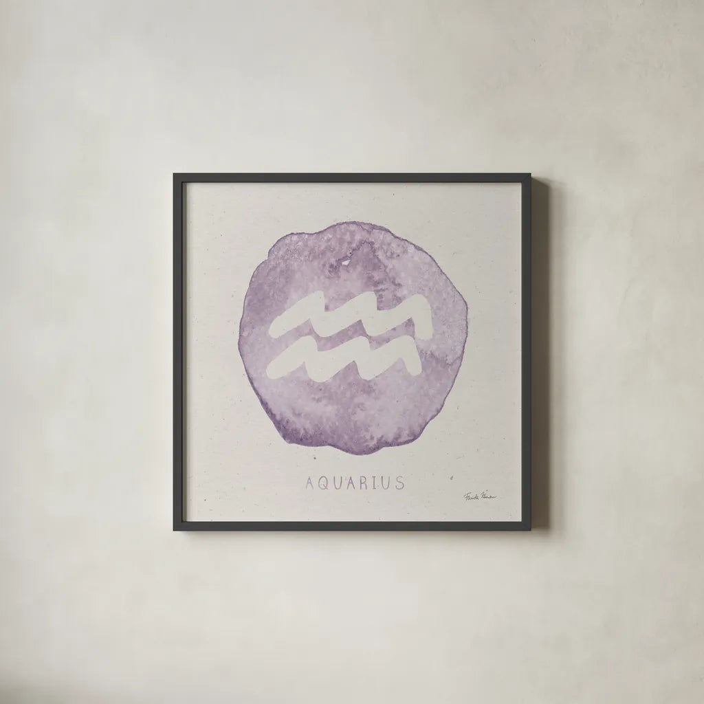 Mystic Zodiac XI by Farida Zaman. Shown in a sleek black glass frame for a contemporary gallery look. Available as an archival giclee rolled canvas, fine art paper, or poster print. SKU 73797a.