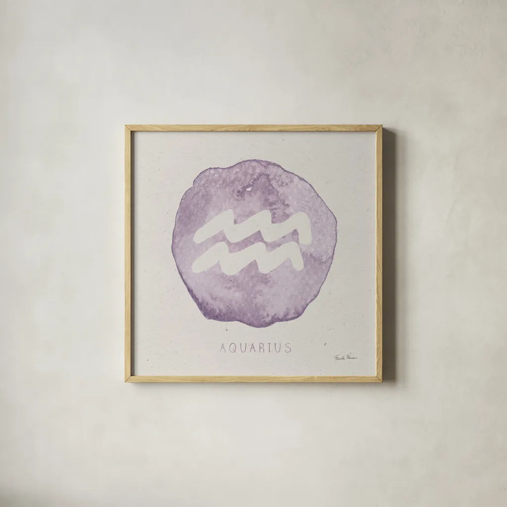 Mystic Zodiac XI by Farida Zaman. Shown in a natural wood glass frame for a timeless modern aesthetic. Available as an archival giclee rolled canvas, fine art paper, or poster print. SKU 73797a.