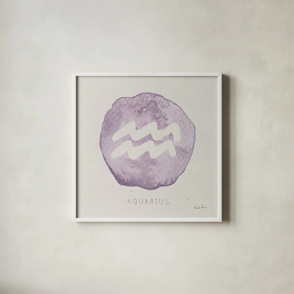 Mystic Zodiac XI by Farida Zaman. Shown in a crisp white glass frame for a clean and minimalist style. Available as an archival giclee rolled canvas, fine art paper, or poster print. SKU 73797a.