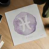 Mystic Zodiac XII by Farida Zaman. Shown as a detailed flat fine art print, highlighting archival giclee quality. Available as an archival giclee rolled canvas, fine art paper, or poster print. SKU 73798a.