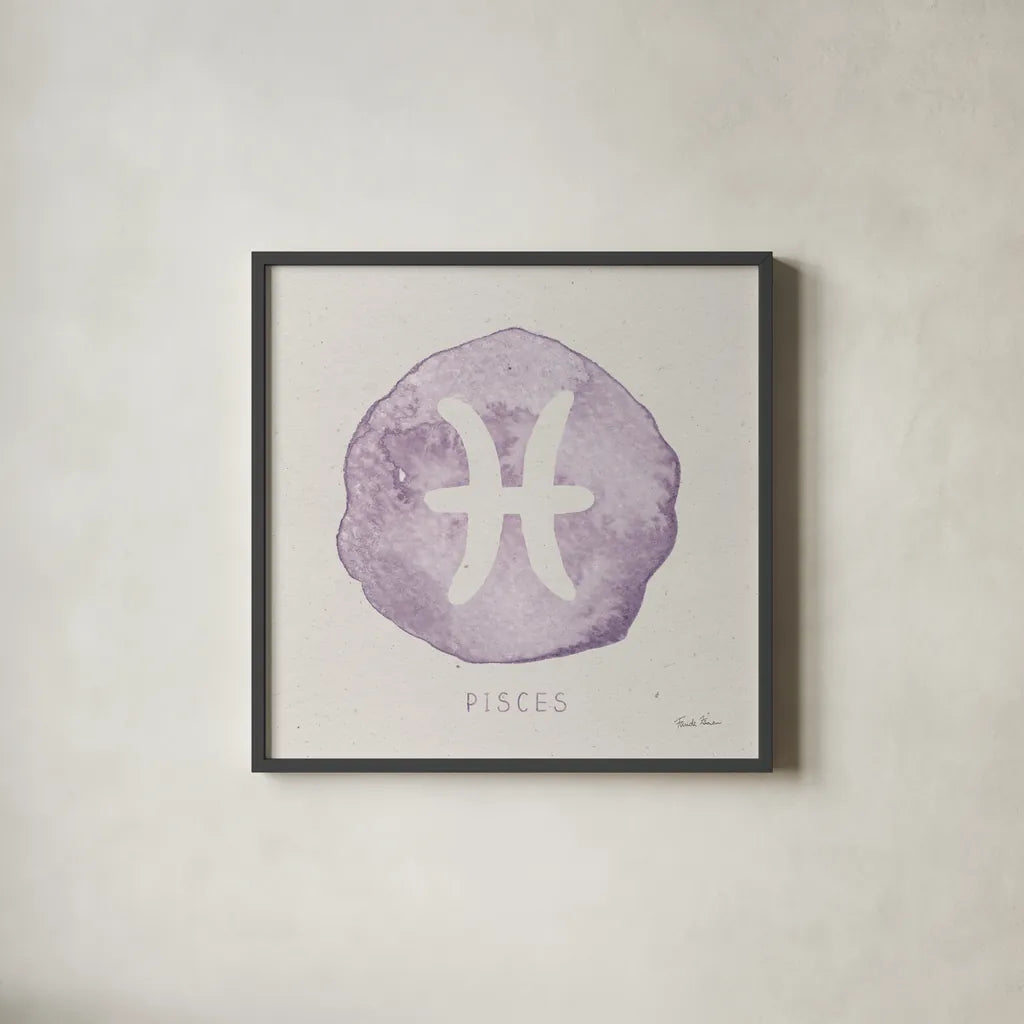 Mystic Zodiac XII by Farida Zaman. Shown in a sleek black glass frame for a contemporary gallery look. Available as an archival giclee rolled canvas, fine art paper, or poster print. SKU 73798a.