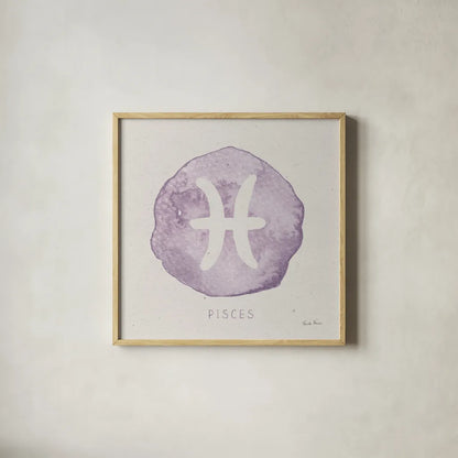 Mystic Zodiac XII by Farida Zaman. Shown in a natural wood glass frame for a timeless modern aesthetic. Available as an archival giclee rolled canvas, fine art paper, or poster print. SKU 73798a.