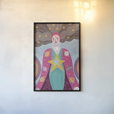 Mystical Woman I by Farida Zaman. shown as a paper print in a black flame. Available as a archival giclee rolled canvas, fine art paper, or poster print. SKU 91863h.