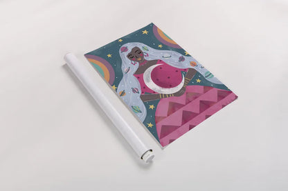 Mystical Woman II by Farida Zaman. shown as a rolled paper print. Available as archival giclee rolled canvas, fine art paper, or poster print. SKU 91864h.