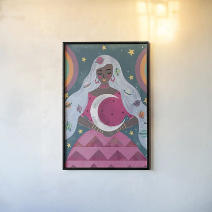 Mystical Woman II by Farida Zaman. shown as a paper print in a black flame. Available as a archival giclee rolled canvas, fine art paper, or poster print. SKU 91864h.