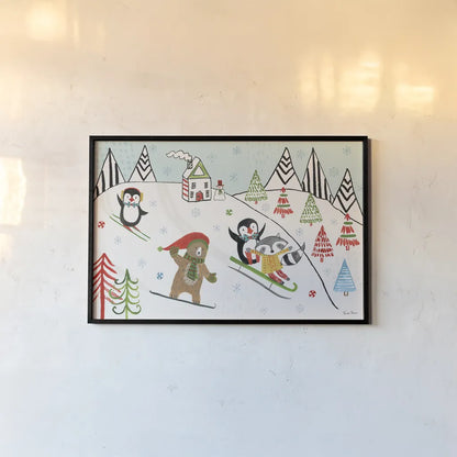 Neighborhood Holiday I by Farida Zaman. shown as a paper print in a black flame. Available as a archival giclee rolled canvas, fine art paper, or poster print. SKU 60860i.