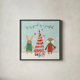 Neighborhood Holiday II by Farida Zaman. Shown in a sleek black glass frame for a contemporary gallery look. Available as an archival giclee rolled canvas, fine art paper, or poster print. SKU 60861a.