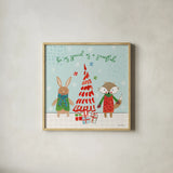 Neighborhood Holiday II by Farida Zaman. Shown in a natural wood glass frame for a timeless modern aesthetic. Available as an archival giclee rolled canvas, fine art paper, or poster print. SKU 60861a.