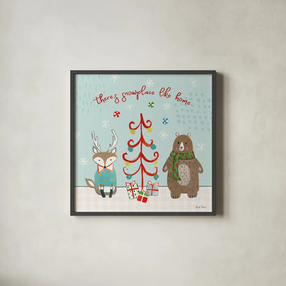 Neighborhood Holiday III by Farida Zaman. Shown in a sleek black glass frame for a contemporary gallery look. Available as an archival giclee rolled canvas, fine art paper, or poster print. SKU 60862a.