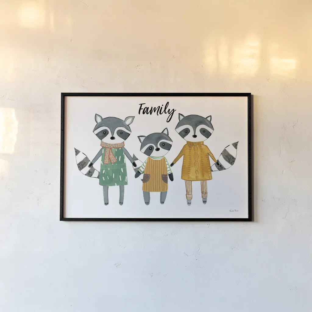 Neighborhood Pals X Family by Farida Zaman. shown as a paper print in a black flame. Available as a archival giclee rolled canvas, fine art paper, or poster print. SKU 52270i.
