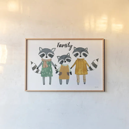 Neighborhood Pals X Family by Farida Zaman. shown as a paper print in a natural frame. Available as a archival giclee rolled canvas, fine art paper, or poster print. SKU 52270i.