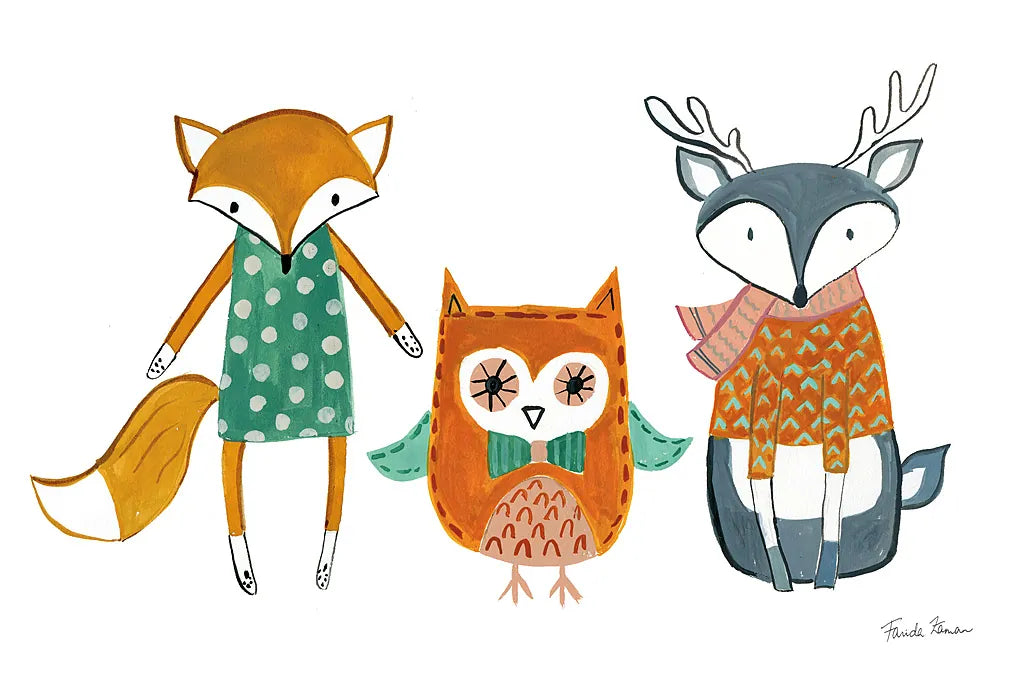 Neighborhood Pals XI by Farida Zaman. SKU 51076i. Archival Giclee Fine art print for wall decor.