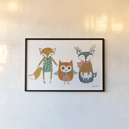 Neighborhood Pals XI by Farida Zaman. shown as a paper print in a black flame. Available as a archival giclee rolled canvas, fine art paper, or poster print. SKU 51076i.