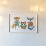 Neighborhood Pals XI by Farida Zaman. shown as a paper print in a white frame. Available as a archival giclee rolled canvas, fine art paper, or poster print. SKU 51076i.