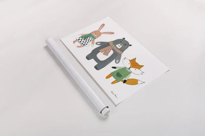 Neighborhood Pals XII by Farida Zaman. shown as a rolled paper print. Available as archival giclee rolled canvas, fine art paper, or poster print. SKU 51077i.