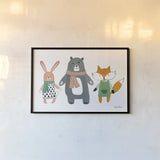 Neighborhood Pals XII by Farida Zaman. shown as a paper print in a black flame. Available as a archival giclee rolled canvas, fine art paper, or poster print. SKU 51077i.