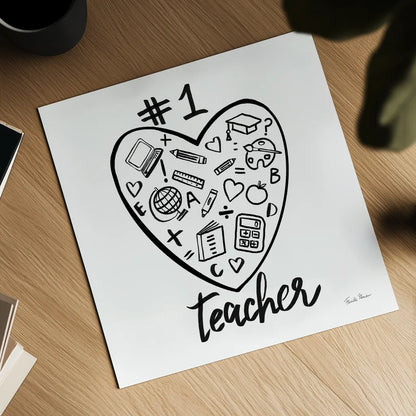 No.1 Teacher by Farida Zaman. Shown as a detailed flat fine art print, highlighting archival giclee quality. Available as an archival giclee rolled canvas, fine art paper, or poster print. SKU 86343a.