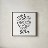 No.1 Teacher by Farida Zaman. Shown in a sleek black glass frame for a contemporary gallery look. Available as an archival giclee rolled canvas, fine art paper, or poster print. SKU 86343a.