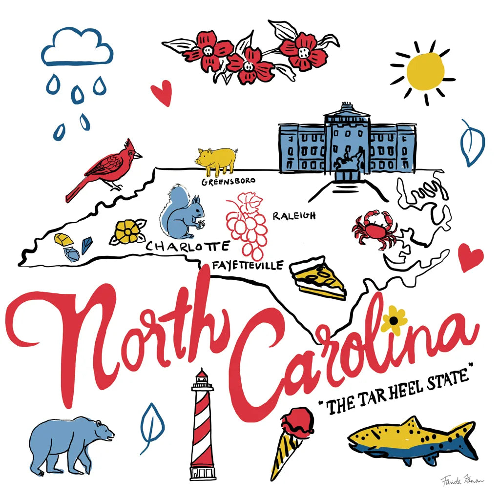 North Carolina by Farida Zaman. SKU 87828a. Archival Giclee Fine art print for wall decor.