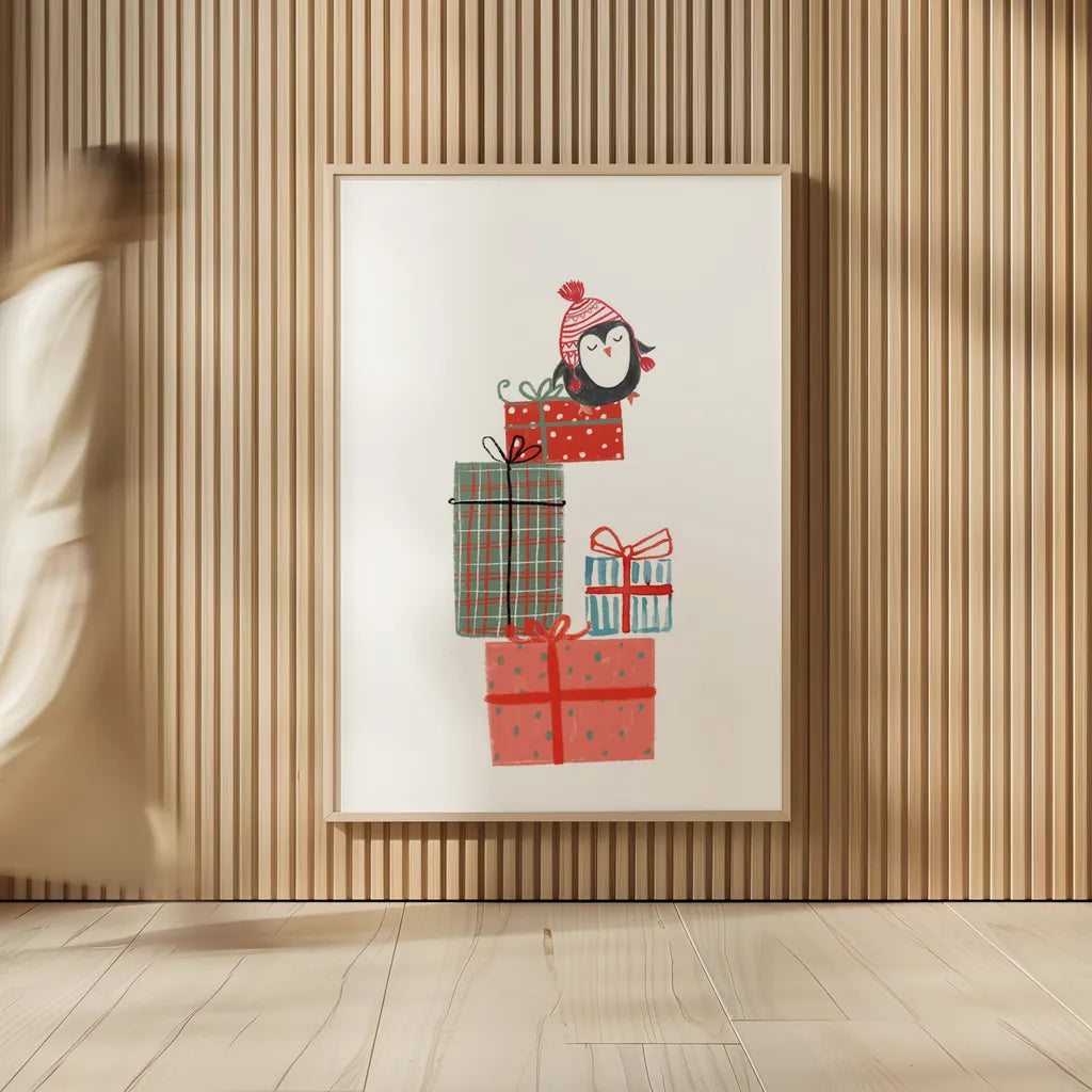 North Pole Pals II by Farida Zaman. shown as over sized large wall art. Available as an archival giclee rolled canvas, fine art paper, or poster print. SKU 65612h.