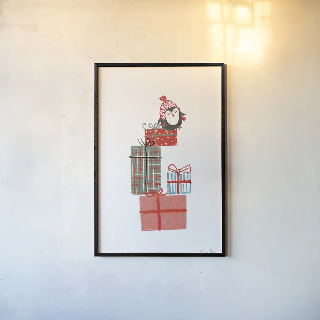 North Pole Pals II by Farida Zaman. shown as a paper print in a black flame. Available as a archival giclee rolled canvas, fine art paper, or poster print. SKU 65612h.