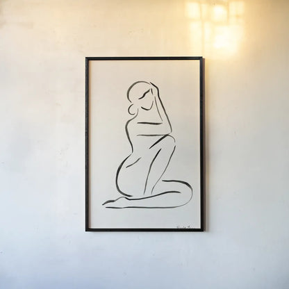 Nude I by Farida Zaman. shown as a paper print in a black flame. Available as a archival giclee rolled canvas, fine art paper, or poster print. SKU 86258h.