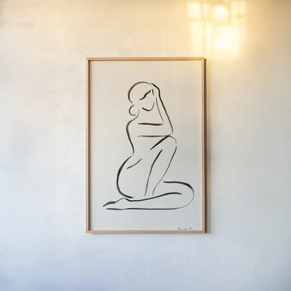 Nude I by Farida Zaman. shown as a paper print in a natural frame. Available as a archival giclee rolled canvas, fine art paper, or poster print. SKU 86258h.