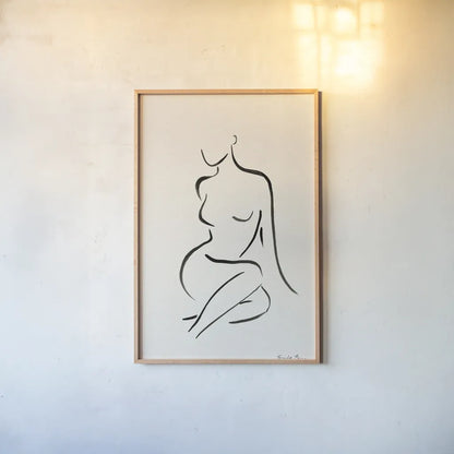 Nude II by Farida Zaman. shown as a paper print in a natural frame. Available as a archival giclee rolled canvas, fine art paper, or poster print. SKU 86259h.