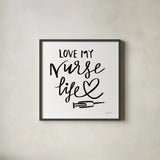 Nurse Life by Farida Zaman. Shown in a sleek black glass frame for a contemporary gallery look. Available as an archival giclee rolled canvas, fine art paper, or poster print. SKU 86342a.