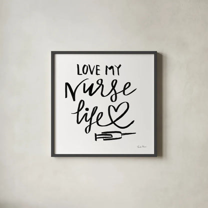 Nurse Life by Farida Zaman. Shown in a sleek black glass frame for a contemporary gallery look. Available as an archival giclee rolled canvas, fine art paper, or poster print. SKU 86342a.