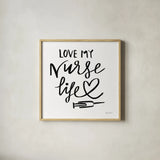 Nurse Life by Farida Zaman. Shown in a natural wood glass frame for a timeless modern aesthetic. Available as an archival giclee rolled canvas, fine art paper, or poster print. SKU 86342a.