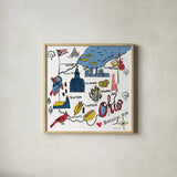 Ohio by Farida Zaman. Shown in a natural wood glass frame for a timeless modern aesthetic. Available as an archival giclee rolled canvas, fine art paper, or poster print. SKU 87829a.
