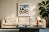 Ohio by Farida Zaman. Displayed in a glass frame with matte in a clean modern living room. Available as an archival giclee rolled canvas, fine art paper, or poster print. SKU 87829a.