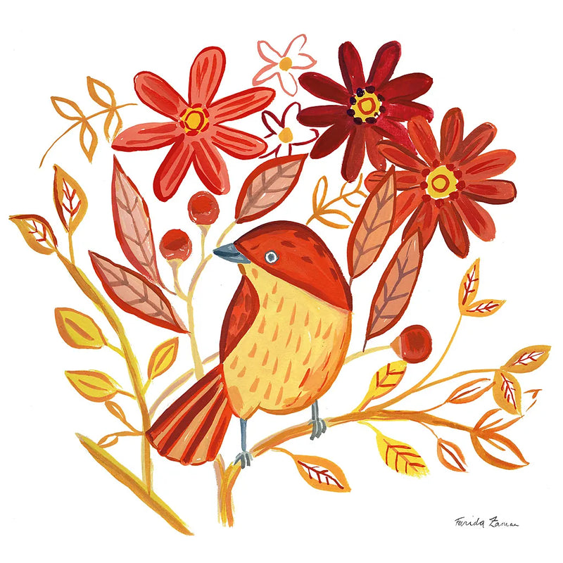 Orange Bird II by Farida Zaman. SKU 39277a. Archival Giclee Fine art print for wall decor.