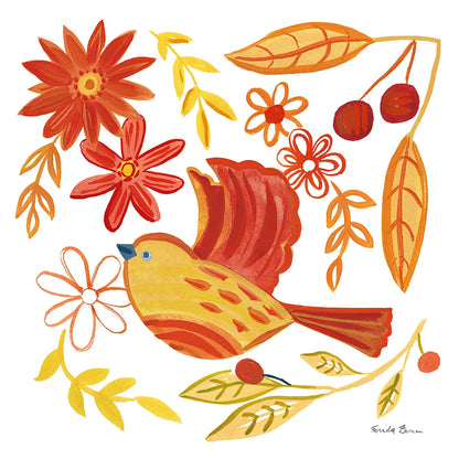 Orange Bird IV by Farida Zaman. SKU 39279a. Archival Giclee Fine art print for wall decor.