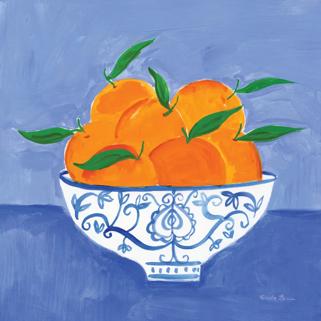 Orange Still Life by Farida Zaman. SKU 78769a. Archival Giclee Fine art print for wall decor.