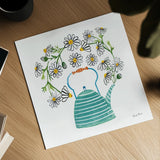 Organic Tea I by Farida Zaman. Shown as a detailed flat fine art print, highlighting archival giclee quality. Available as an archival giclee rolled canvas, fine art paper, or poster print. SKU 61864a.