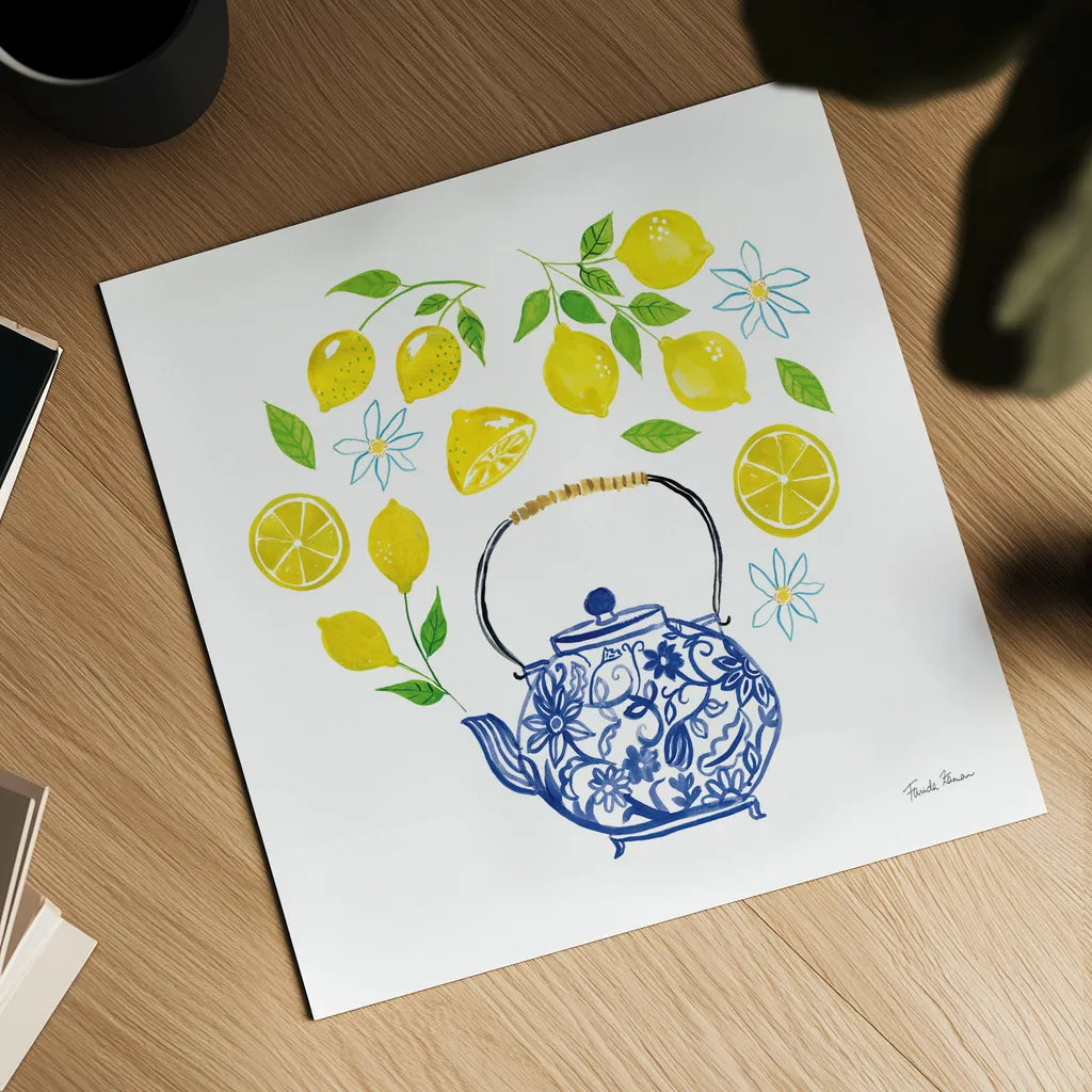 Organic Tea II by Farida Zaman. Shown as a detailed flat fine art print, highlighting archival giclee quality. Available as an archival giclee rolled canvas, fine art paper, or poster print. SKU 61865a.
