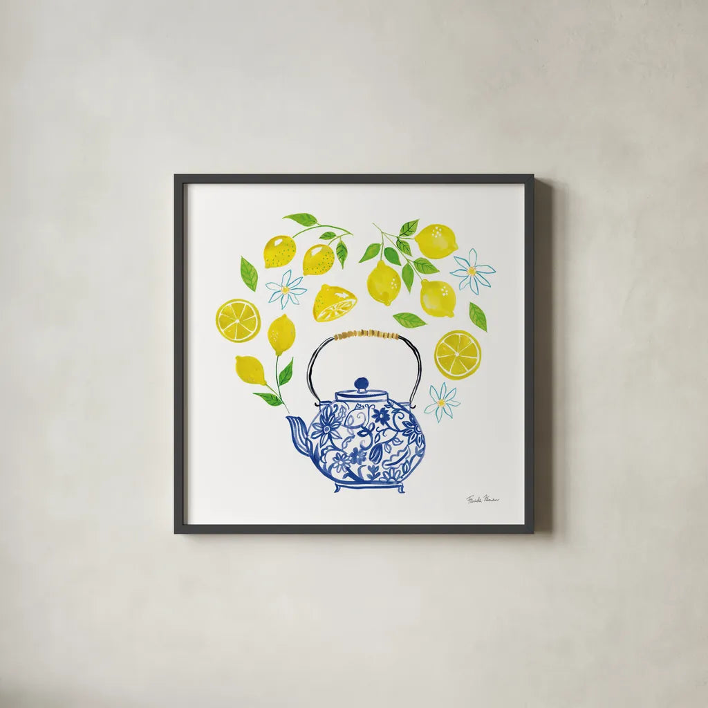 Organic Tea II by Farida Zaman. Shown in a sleek black glass frame for a contemporary gallery look. Available as an archival giclee rolled canvas, fine art paper, or poster print. SKU 61865a.