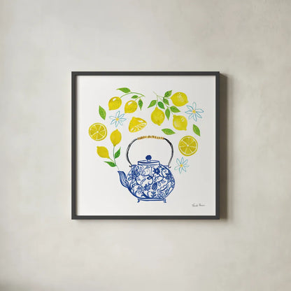 Organic Tea II by Farida Zaman. Shown in a sleek black glass frame for a contemporary gallery look. Available as an archival giclee rolled canvas, fine art paper, or poster print. SKU 61865a.