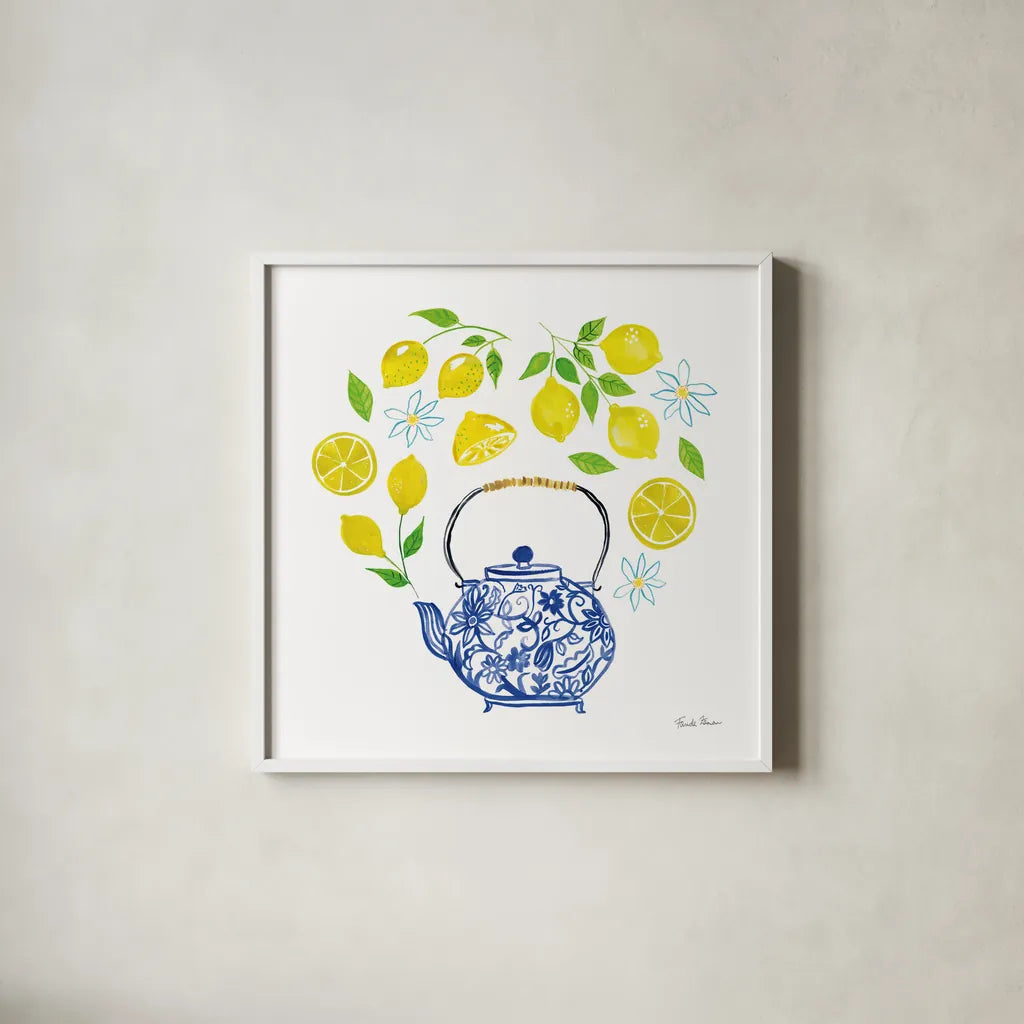 Organic Tea II by Farida Zaman. Shown in a crisp white glass frame for a clean and minimalist style. Available as an archival giclee rolled canvas, fine art paper, or poster print. SKU 61865a.