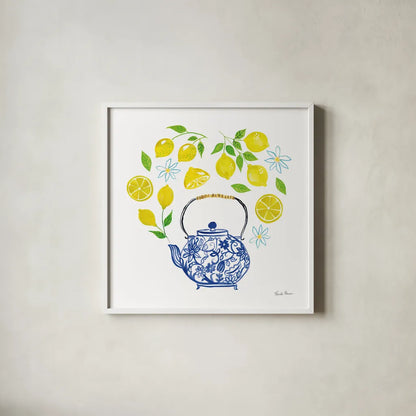 Organic Tea II by Farida Zaman. Shown in a crisp white glass frame for a clean and minimalist style. Available as an archival giclee rolled canvas, fine art paper, or poster print. SKU 61865a.