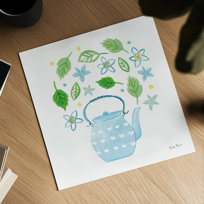 Organic Tea III by Farida Zaman. Shown as a detailed flat fine art print, highlighting archival giclee quality. Available as an archival giclee rolled canvas, fine art paper, or poster print. SKU 61866a.