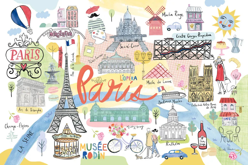 Paris Map Light by Farida Zaman. SKU 68067i. Archival Giclee Fine art print for wall decor.