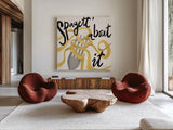 Pasta Italiana IX by Farida Zaman. Shown as extra-large giant wall art in a modern living room. Available as an archival giclee rolled canvas, fine art paper, or poster print. SKU 90364a.