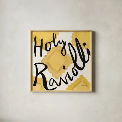 Pasta Italiana VII by Farida Zaman. Shown in a natural wood glass frame for a timeless modern aesthetic. Available as an archival giclee rolled canvas, fine art paper, or poster print. SKU 90362a.